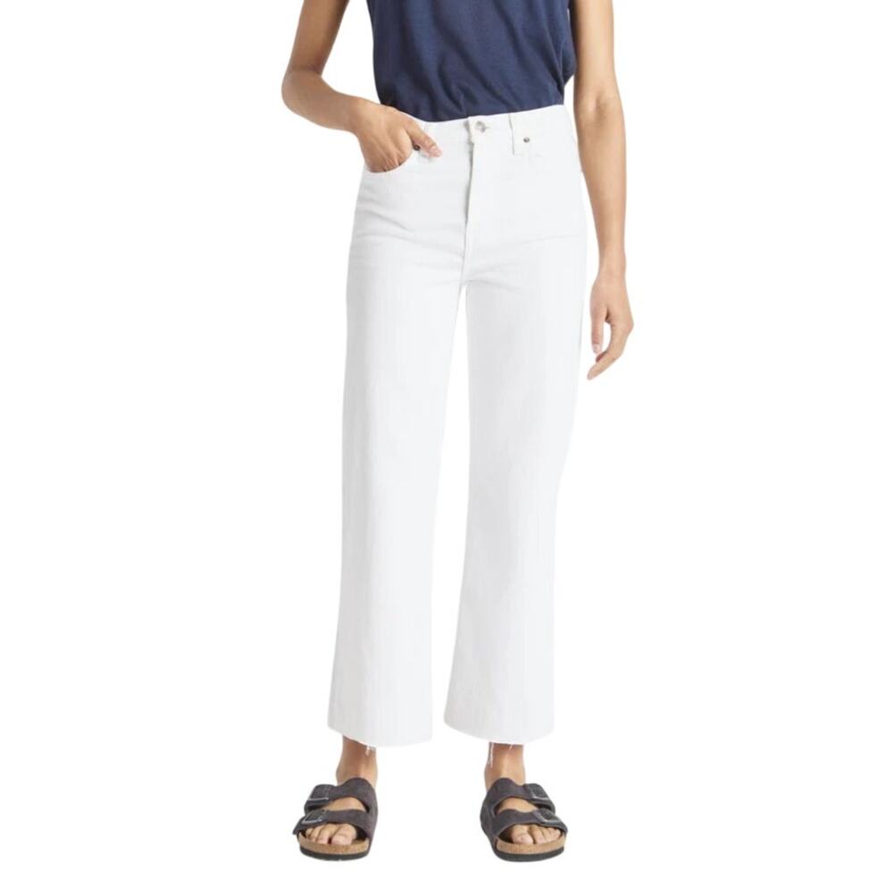 Splendid Women's White High Rise Cropped Wide Leg Jeans Size 28